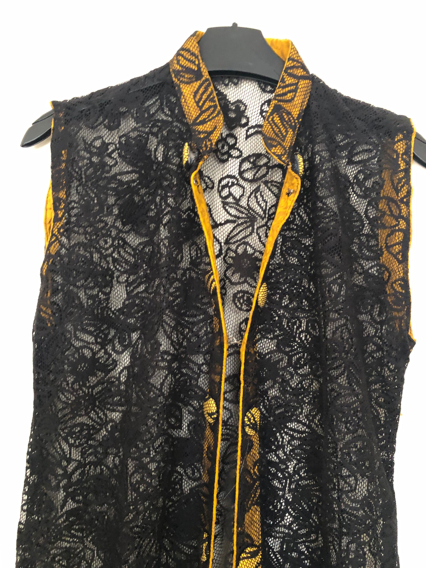 Black & Mustard coloured Netted Cardigan