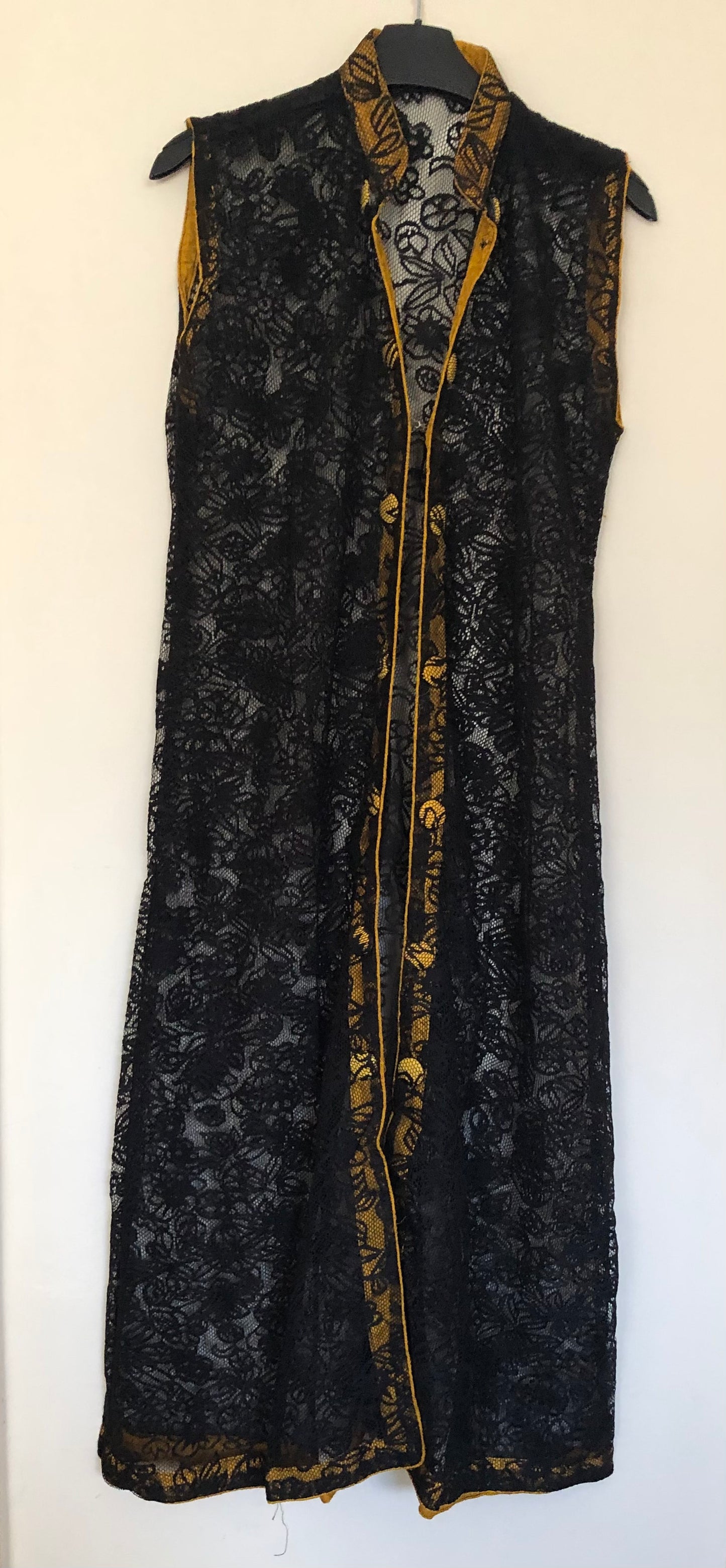 Black & Mustard coloured Netted Cardigan
